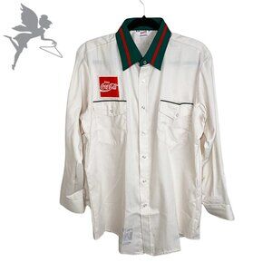VINTAGE MENS' COCA COLA Long Sleeve Button Front Delivery Driver Shirt